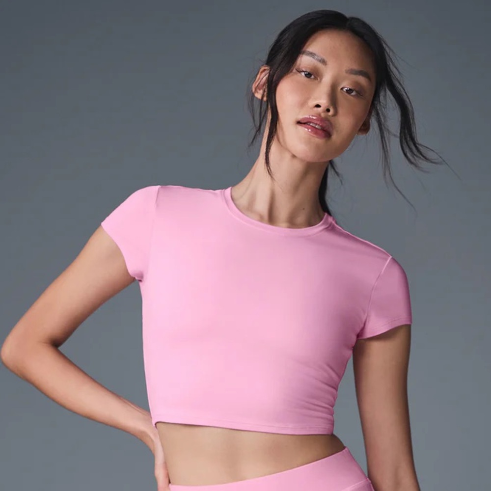 ALO Yoga Sweet Pink Alosoft Finesse Crop Top